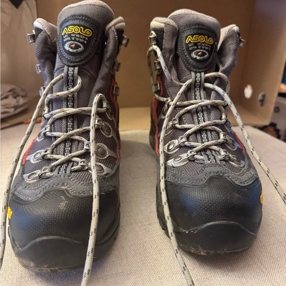 Asolo Women’s Gray and Red Hiking Boots - Picture 2 of 4